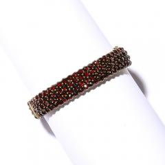 Antique Bohemian Hinged Cuff Encrusted with Garnets in Garnet Gold Setting - 4438600