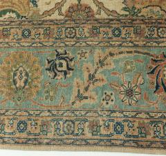 Antique Botanic Cream Blue Persian Tabriz Hand Knotted Wool Rug - 2450149