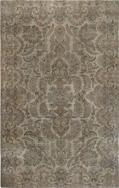 Antique Botanic Persian Kirman Beige Brown Blue Handmade Wool Rug - 2453849