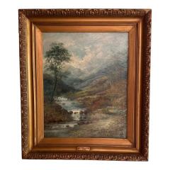 Antique British Landscape Oil Painting by J Wallace - 4247352
