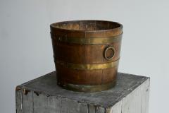 Antique Bucket or Waste Paper Basket in Wood and Brass 19th Century - 4396308