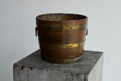 Antique Bucket or Waste Paper Basket in Wood and Brass 19th Century - 4396343