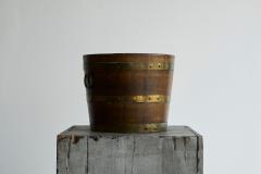 Antique Bucket or Waste Paper Basket in Wood and Brass 19th Century - 4396351