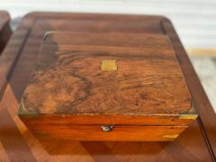 Antique Burl Walnut with Brass Accents English Traveling Writing Desk - 4424071