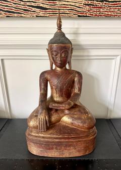 Antique Burmese Lacquer Wood Shan Style Buddha Statue - 4690552