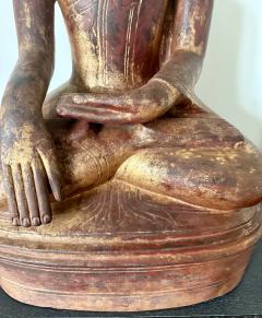 Antique Burmese Lacquer Wood Shan Style Buddha Statue - 4690558