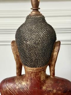 Antique Burmese Lacquer Wood Shan Style Buddha Statue - 4690561