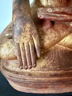 Antique Burmese Lacquer Wood Shan Style Buddha Statue - 4690563