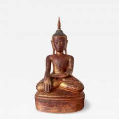 Antique Burmese Lacquer Wood Shan Style Buddha Statue - 4690662