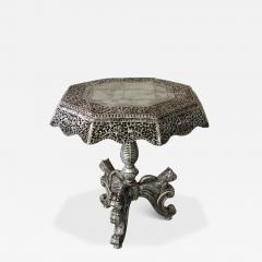 Antique Carved Anglo Indian Moroccan Silver Leafed Side Table - 4248569