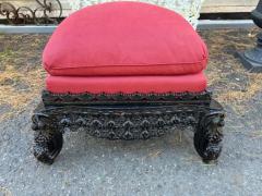 Antique Carved Anglo Indian Rosewood Ottoman Down Filled Cushion Victorian - 3983300