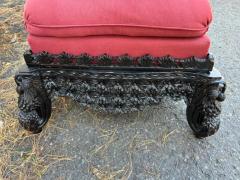 Antique Carved Anglo Indian Rosewood Ottoman Down Filled Cushion Victorian - 3983314
