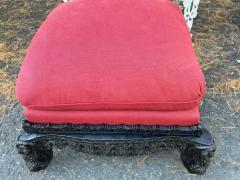 Antique Carved Anglo Indian Rosewood Ottoman Down Filled Cushion Victorian - 3983366