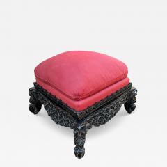 Antique Carved Anglo Indian Rosewood Ottoman Down Filled Cushion Victorian - 3985980