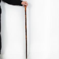 Antique Carved Folk Art Walking Stick Cane Skeletons Octopus - 4515650