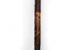 Antique Carved Folk Art Walking Stick Cane Skeletons Octopus - 4515652