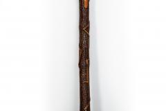 Antique Carved Folk Art Walking Stick Cane Skeletons Octopus - 4515657