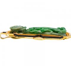Antique Carved Grade A Jadeite Jade Dragon Hook Chinese Belt Buckle Pendant - 3509953