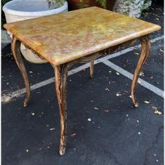 Antique Carved Italian Walnut Side Table W Sienna Marble Top - 1641983