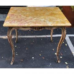 Antique Carved Italian Walnut Side Table W Sienna Marble Top - 1641986