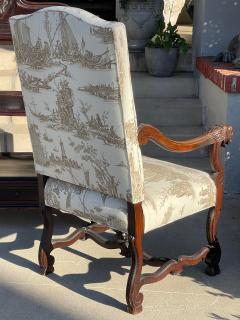 Antique Carved Italian Walnut Throne Chair W Scalamandre Toile Seat - 2326802