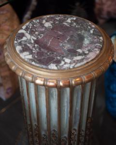 Antique Carved Napoleon III Pedestal Table with Breccia Marble Top - 2387415