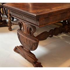 Antique Carved Swan Renaissance Style Walnut Console Table Desk - 3406303