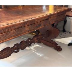 Antique Carved Swan Renaissance Style Walnut Console Table Desk - 3406304