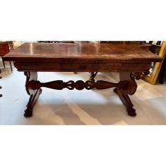Antique Carved Swan Renaissance Style Walnut Console Table Desk - 3406305