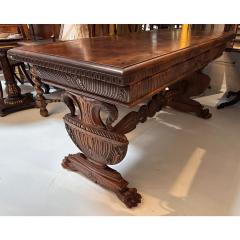 Antique Carved Swan Renaissance Style Walnut Console Table Desk - 3406324