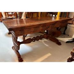 Antique Carved Swan Renaissance Style Walnut Console Table Desk - 3406328