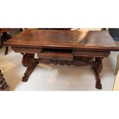 Antique Carved Swan Renaissance Style Walnut Console Table Desk - 3406361