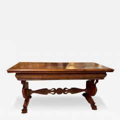 Antique Carved Swan Renaissance Style Walnut Console Table Desk - 3407453