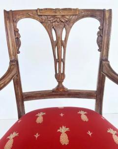 Antique Carved Venetian Plastered Wood Armchairs with Pineapple Seats - 3613729