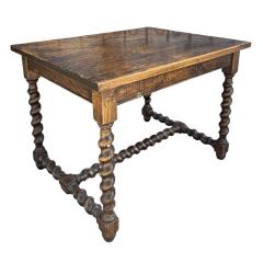 Antique Carved Walnut Barley Twist Side Table - 4333518
