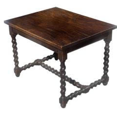 Antique Carved Walnut Barley Twist Side Table - 4333520