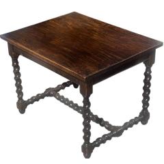 Antique Carved Walnut Barley Twist Side Table - 4333522