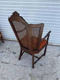 Antique Carved Wood Armchair with Cane Back - 4215298
