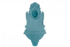 Antique Cast Iron Wall Mounted Teal Painted Garden Fountain with Lion Mask - 4502644