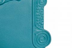 Antique Cast Iron Wall Mounted Teal Painted Garden Fountain with Lion Mask - 4502654