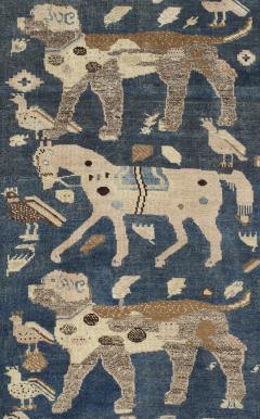 Antique Caucasian Karabagh Tribal Rug in a Grey and Blue Background - 3098829