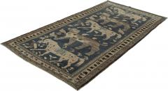 Antique Caucasian Karabagh Tribal Rug in a Grey and Blue Background - 3098977