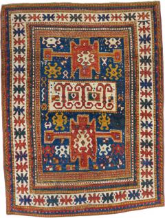 Antique Caucasian Kazak Borcholo Rug 4 9 x 6 3  - 4297386