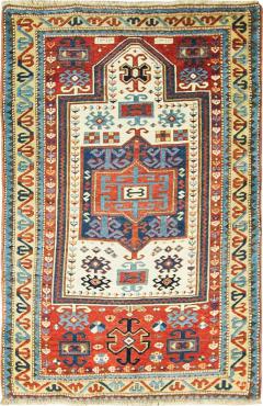 Antique Caucasian Kazak Prayer Rug 31 x 61  - 3979956