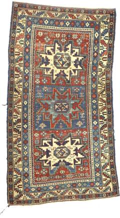 Antique Caucasian Lezgi Rug 31 x 57  - 4277358