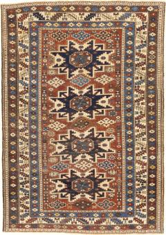 Antique Caucasian Lezgi Rug 37 x 52  - 4269259