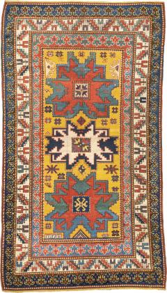 Antique Caucasian Lezgi Rug 4 2 x 7 6  - 4405359
