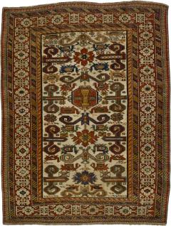 Antique Caucasian Perpedil Rug 3 5 x 4 4  - 4327798