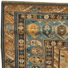 Antique Caucasian Shirvan Midnight Blue and Beige Hand Knotted Wool Rug - 2450013