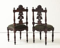 Antique Cherubs Angels Carved Walnut French Side Chairs - 3947672